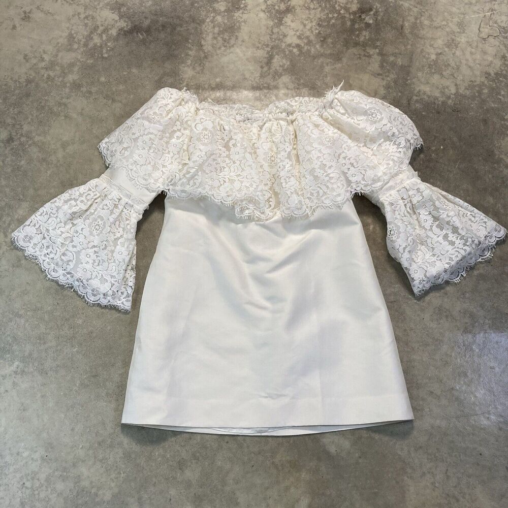 Rachel Zoe Sailor Off Shoulder Lace Dress Womens 8 White Mini Special Occasion